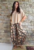 Basso Big Dot Balloon Cuff Pant Khaki & Tan